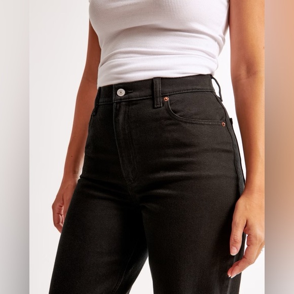 NWT Abercrombie & Fitch Curve Love The 90s Straight Ultra High Rise Black 31 12s - Picture 6 of 12